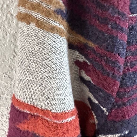 Lucky Brand Southwestern Fringe Open Front Cardigan Medium Aztec Print Boho - Picture 7 of 13